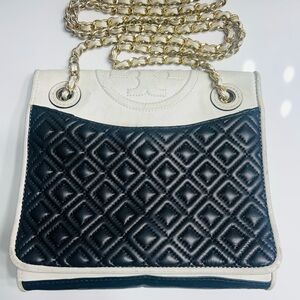 Tory Burch Elegant Black and White Quilted Women's Bag